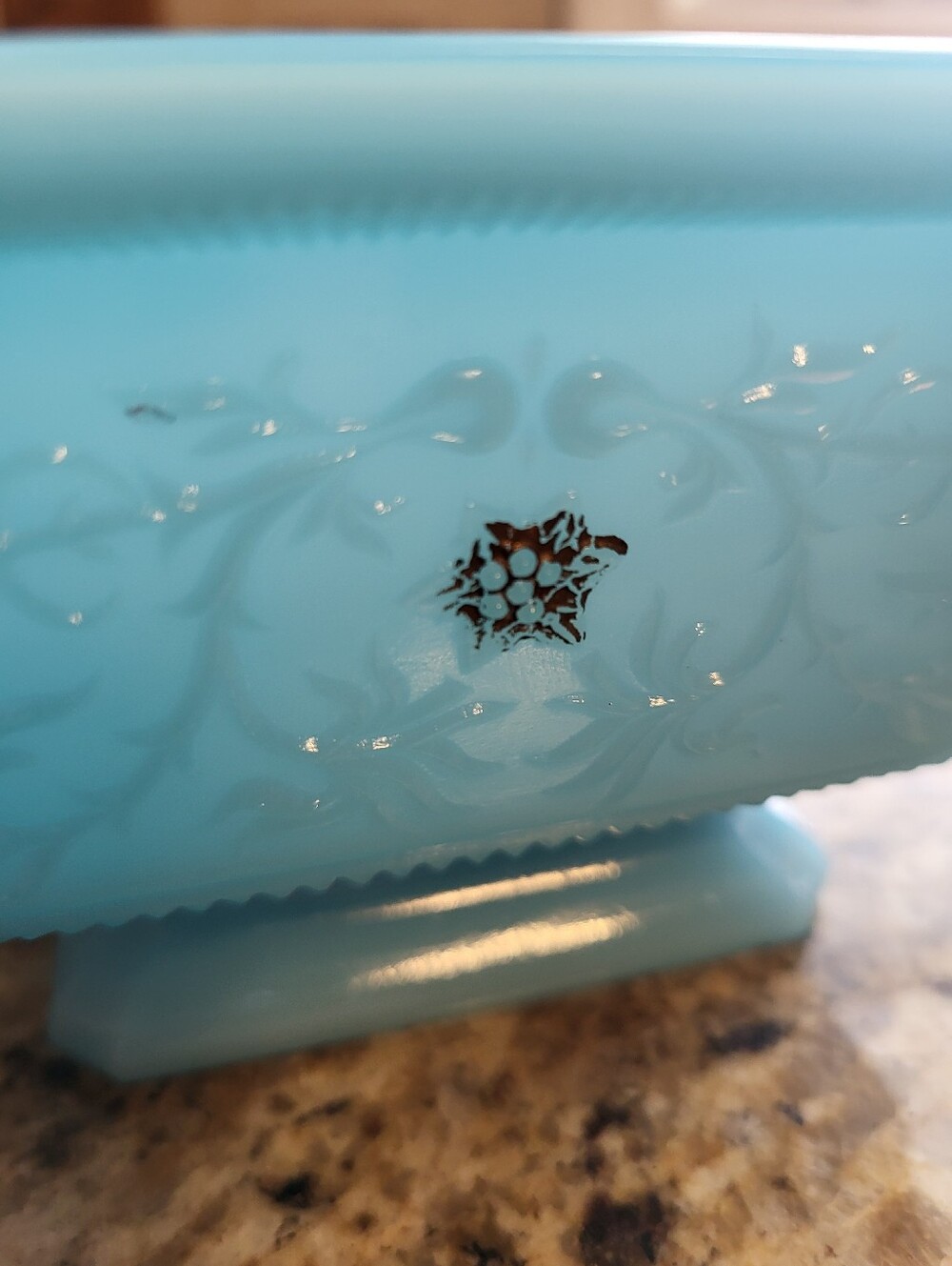 Vintage Blue 3 x 4.5 Inch  Milk Glass Footed Bowl Or  Planter - Picture 11 of 14